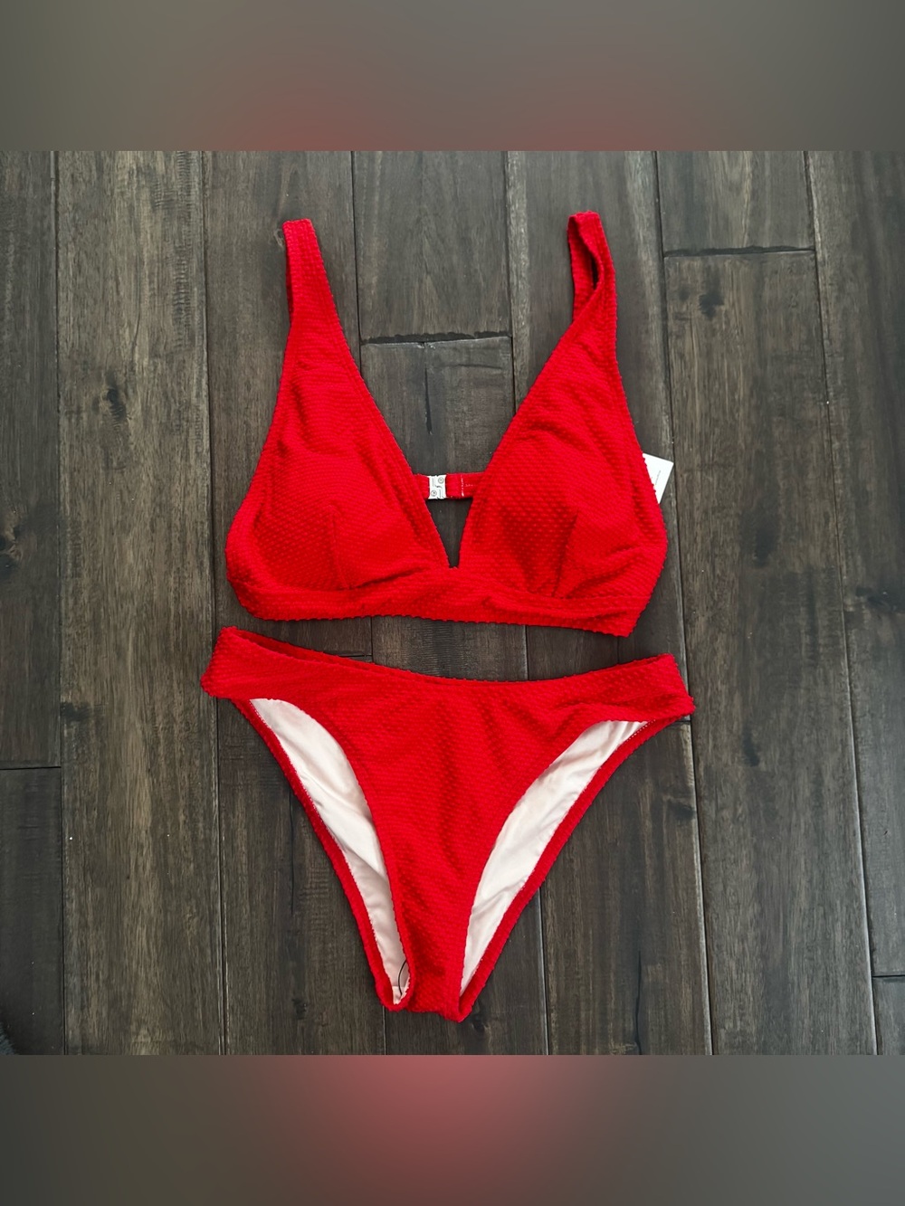 Cupshe Red Textured Two-Piece Bikini Swimsuit M NWT